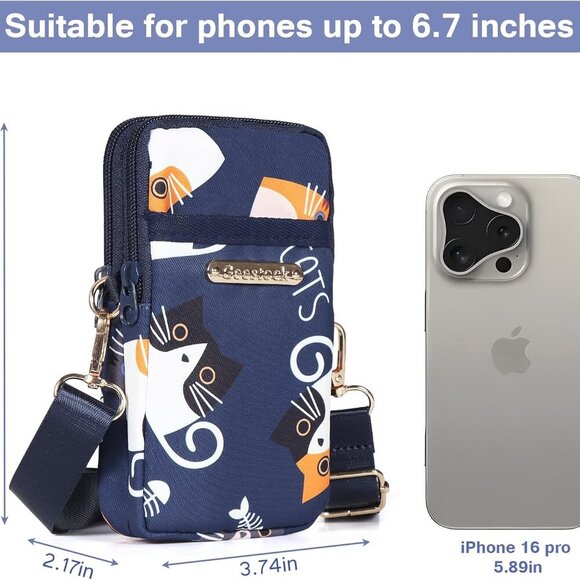 Cell Phone Crossbody Bag Lightweight Adjustable Organizer for Women - Picture 2 of 7